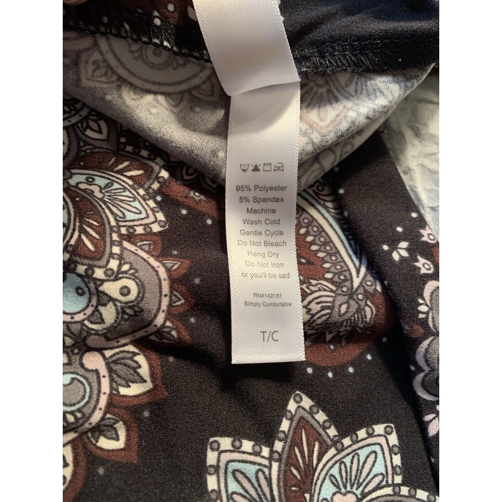 LuLaRoe Womens Leggings Size TC Black Brown Mandalas Mandala Paisley Floral NWT - Picture 3 of 3